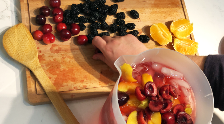 Add chopped fruit to the pitcher for low-sugar sangria