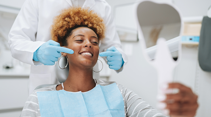 Patient getting their teeth cleaned.
