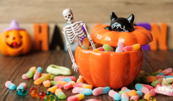 Bowl of halloween candy.